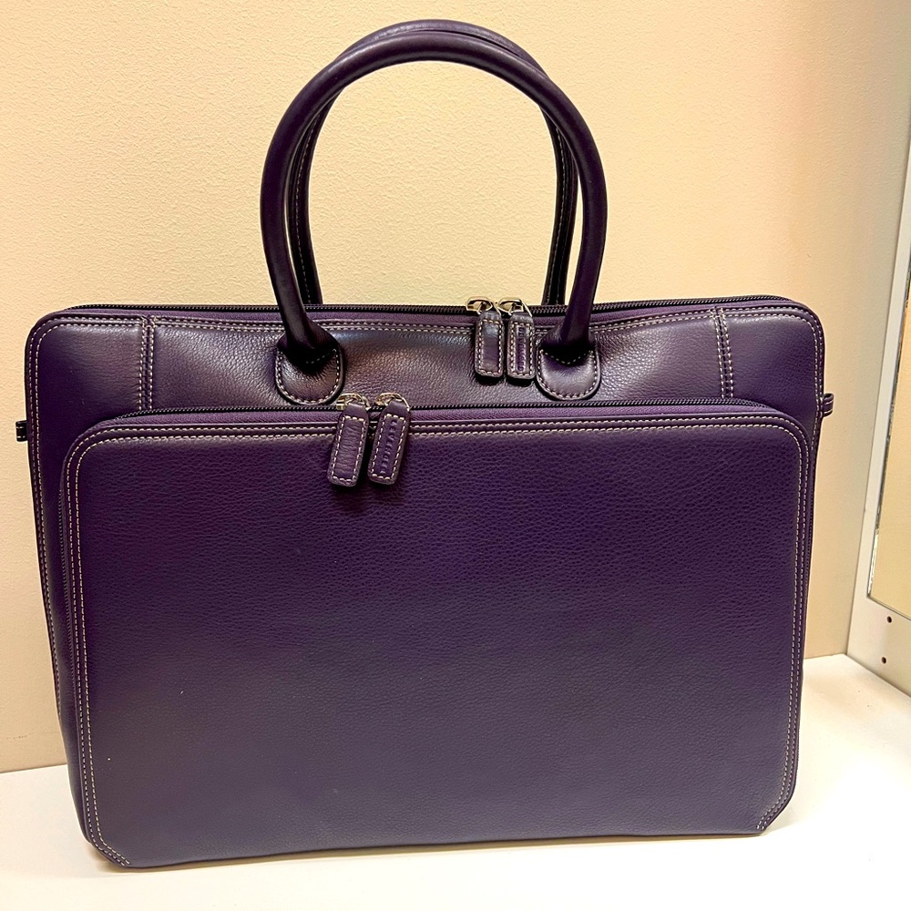 Slim Briefbag - Levenger Leather in Purple